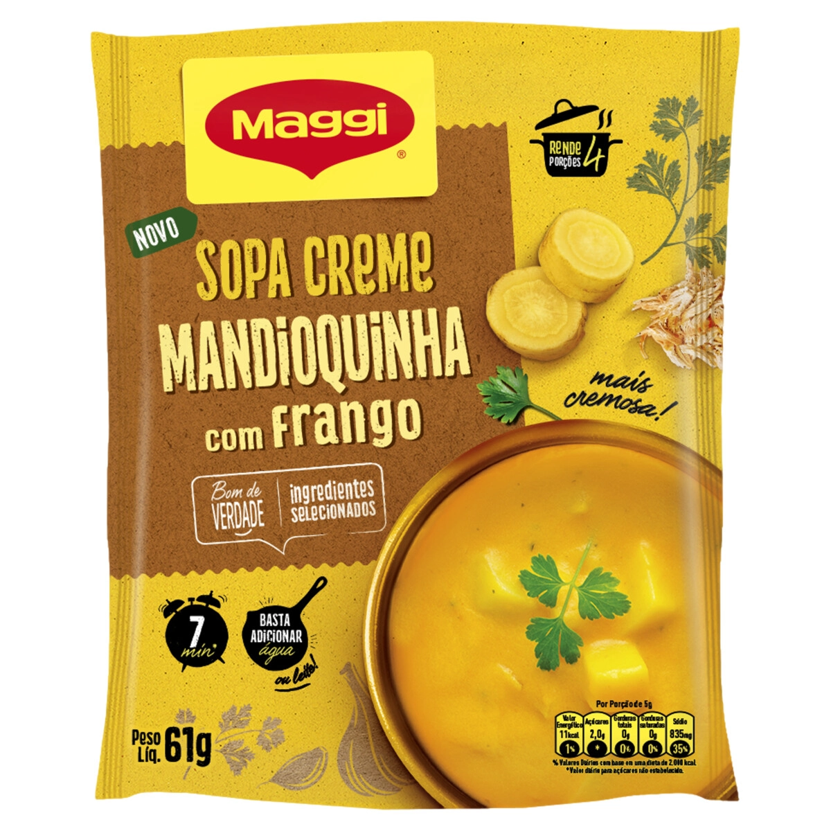 Sopa Creme Mandioquinha Com Frango Maggi Pacote 61g