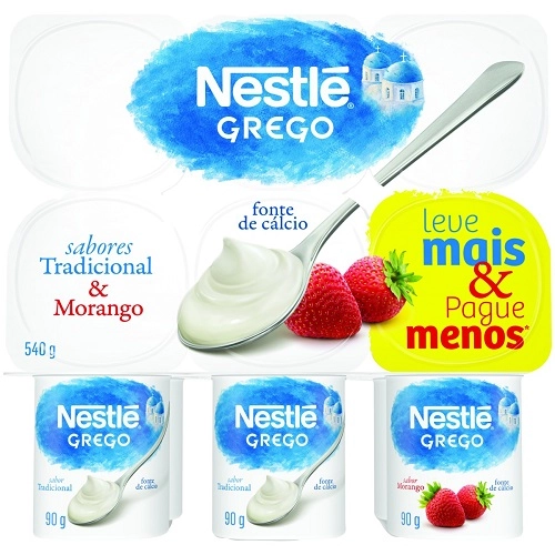 Iogurte Grego Tradicional Morango Nestlé Bandeja 540g 6 Unidades Leve Mais Pague Menos