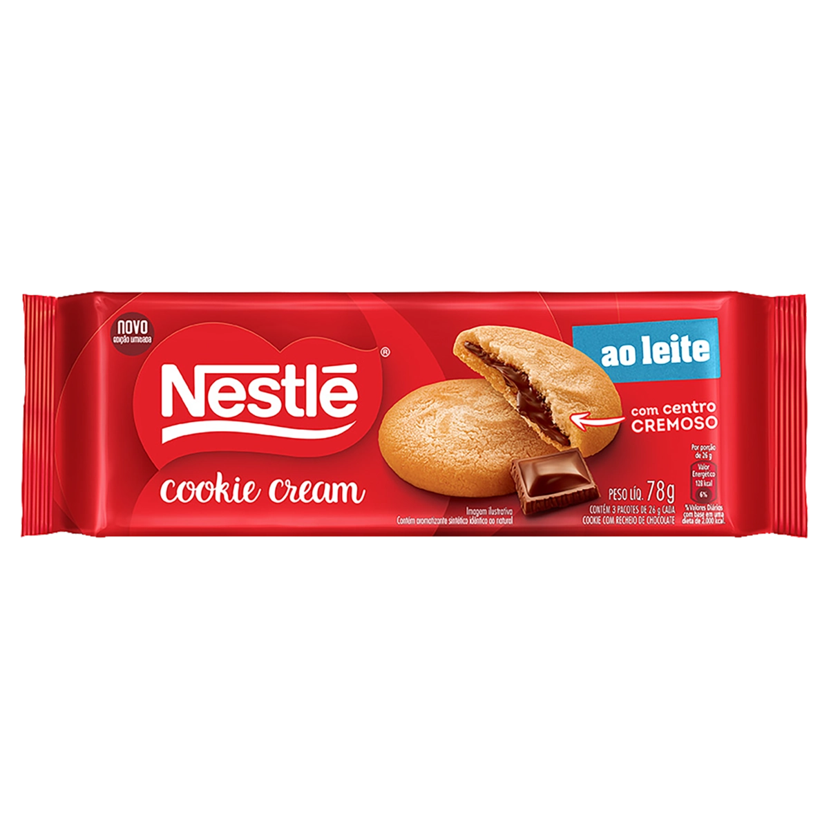 Biscoito Cookie Cream Recheio Chocolate Ao Leite Nestlé Pacote 78g