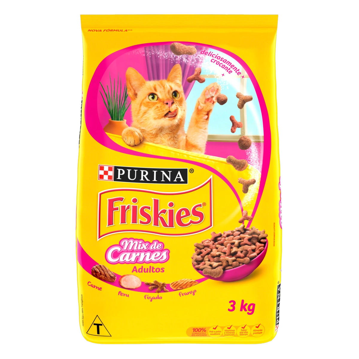 Alimento Para Gatos Castrados Adultos Todas As Raças E Tamanhos Mix De Carnes Purina Friskies Pacote