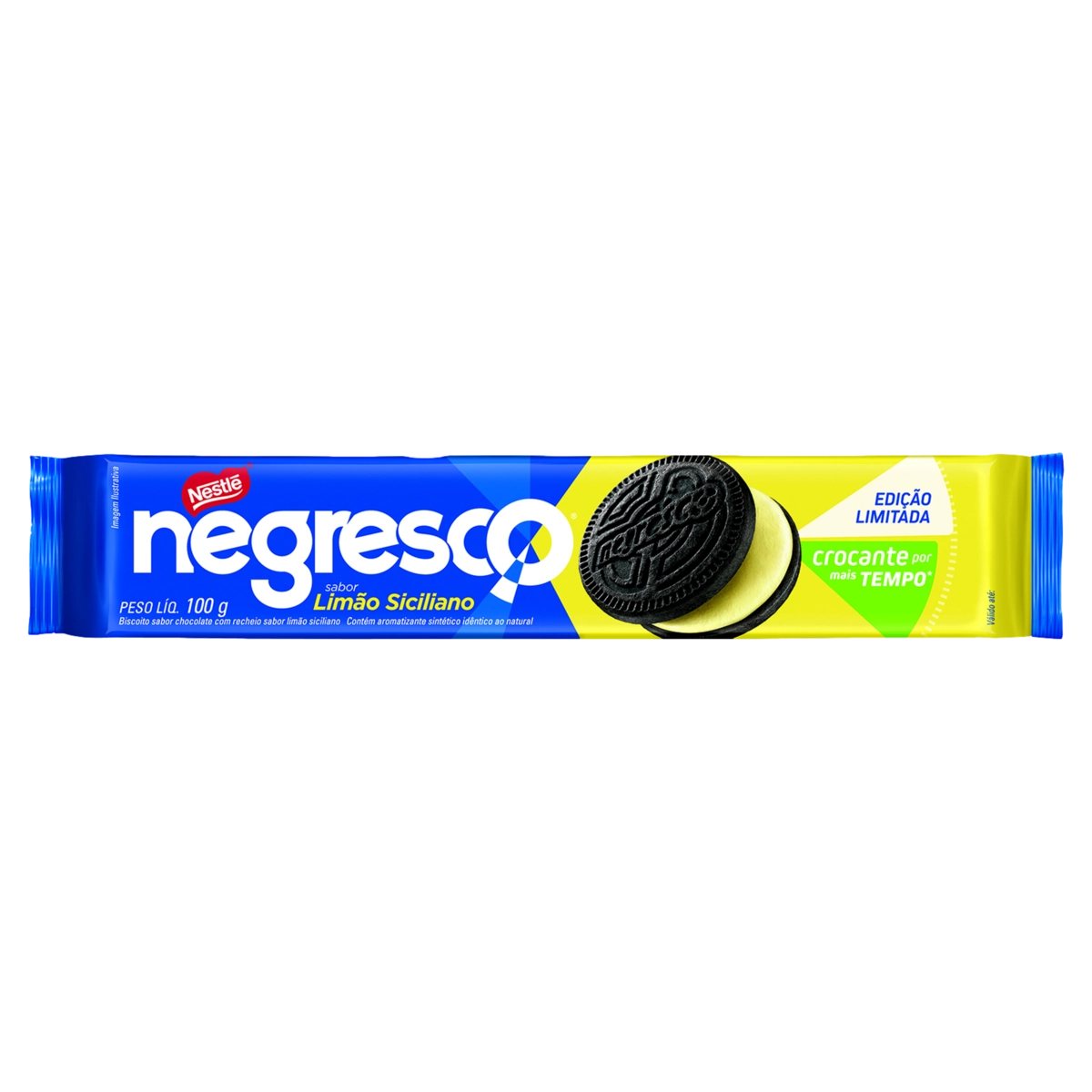 Biscoito Chocolate Recheio Limão Siciliano Negresco Pacote 100g