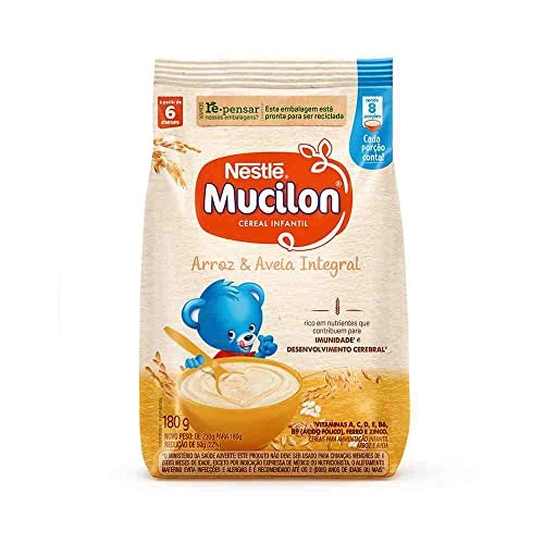 Cereal Infantil Integral Arroz Aveia Mucilon Pacote 180g Grátis 20g