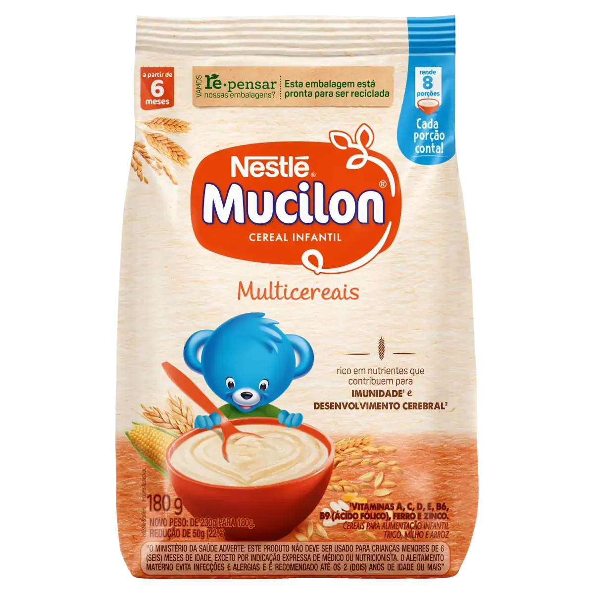 Cereal Infantil Multicereais Mucilon Pacote 180g Grátis 20g
