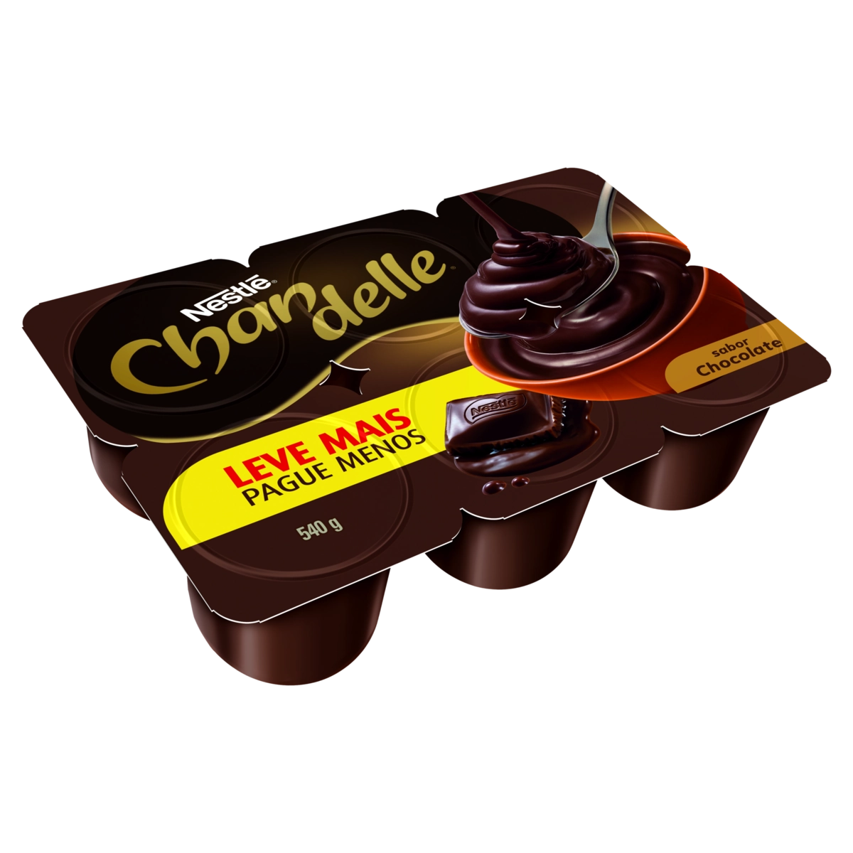 Sobremesa Láctea Chocolate Chandelle Bandeja 540g 6 Unidades Leve Mais Pague Menos