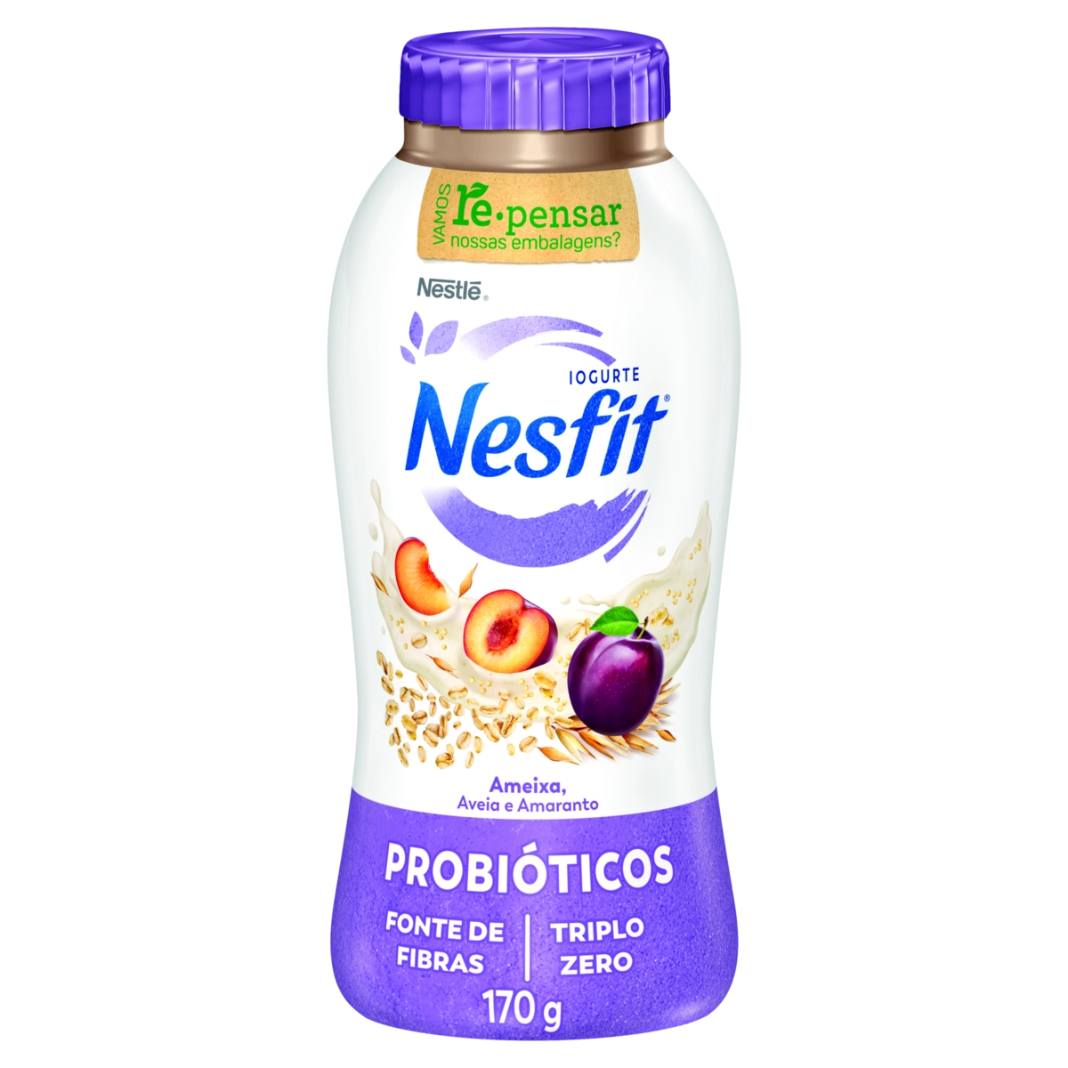 Iogurte Desnatado Ameixa, Aveia E Amaranto Zero Lactose Nesfit Garrafa 170g