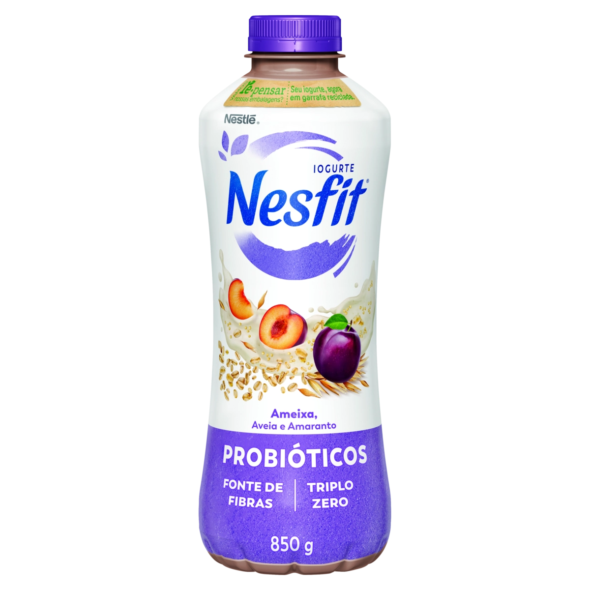 Iogurte Desnatado Ameixa, Aveia E Amaranto Zero Lactose Nesfit Garrafa 850g
