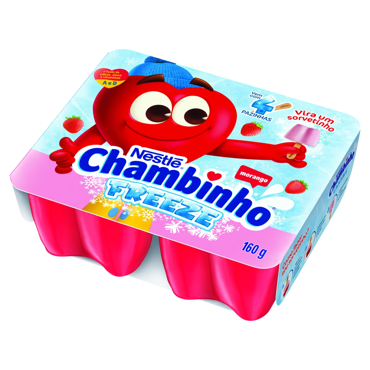 Queijo Petit Suisse Morango Chambinho Freeze Bandeja 160g 4 Unidades