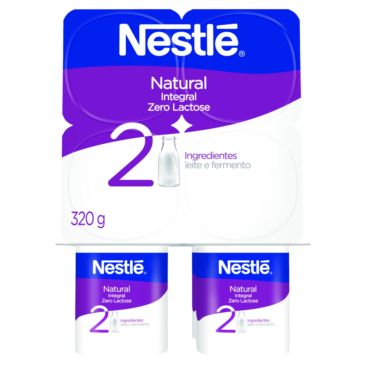 Iogurte Integral Natural Zero Lactose Nestlé Bandeja 320g 4 Unidades