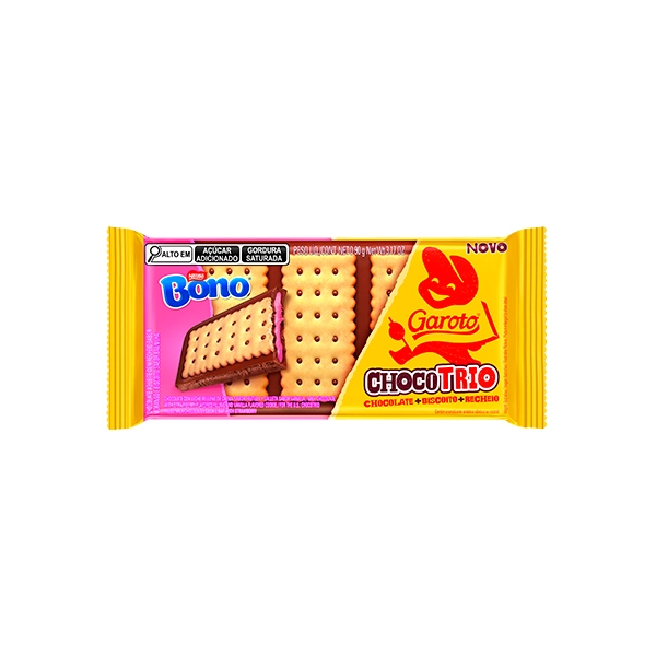 Chocolate Ao Leite Recheio Bono Garoto Chocotrio Pacote 90g