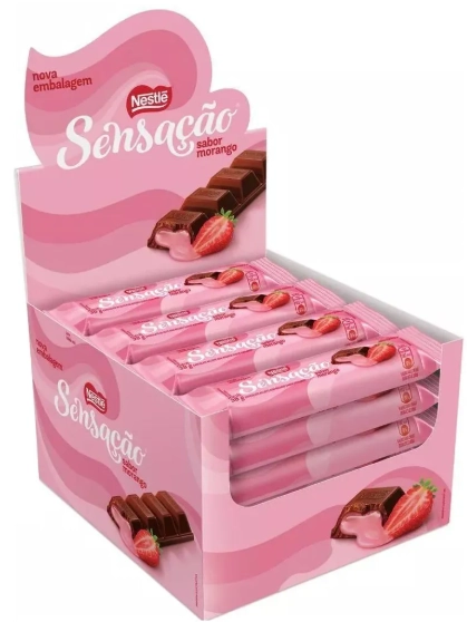 Chocolate Ao Leite Recheio Morango Sensação Pacote 38g