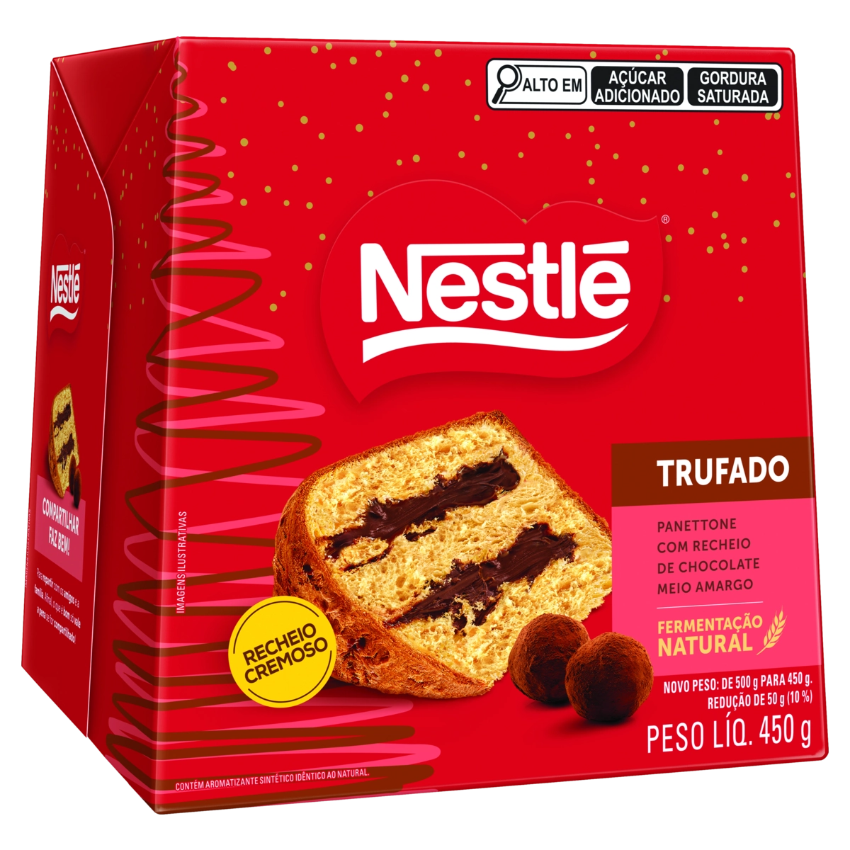 Panettone Recheio Trufado Chocolate Meio Amargo Nestlé Caixa 450g