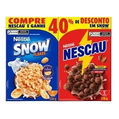 Kit Cereal Matinal Chocolate Nescau 270g Snow Flakes 230g Grátis 40 De Desconto Em Snow