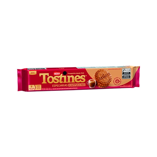 Biscoito Especiarias Recheio Cappuccino Tostines Pacote 93g