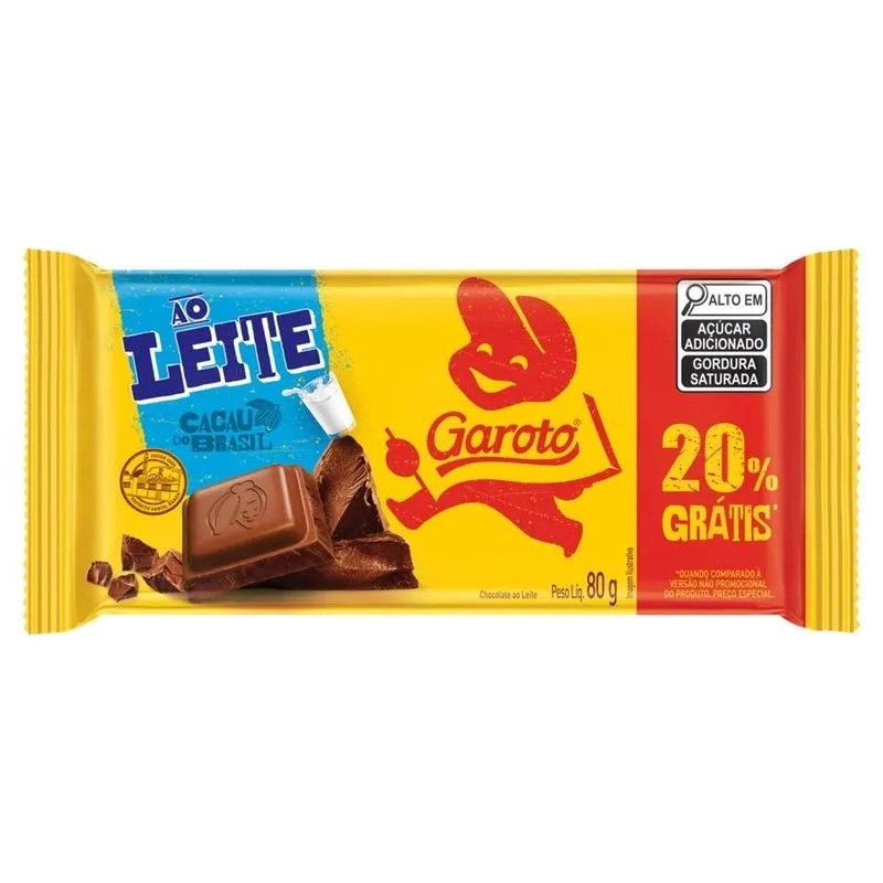 Choc Garoto 80g Ao Leite 20 Gts
