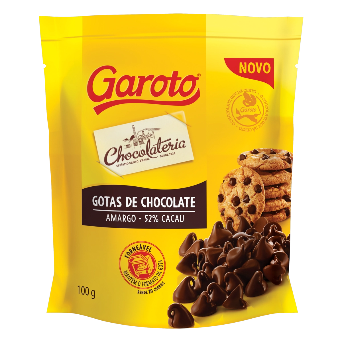 Chocolate Amargo Gotas 52 Cacau Garoto Chocolateria Sachê 100g