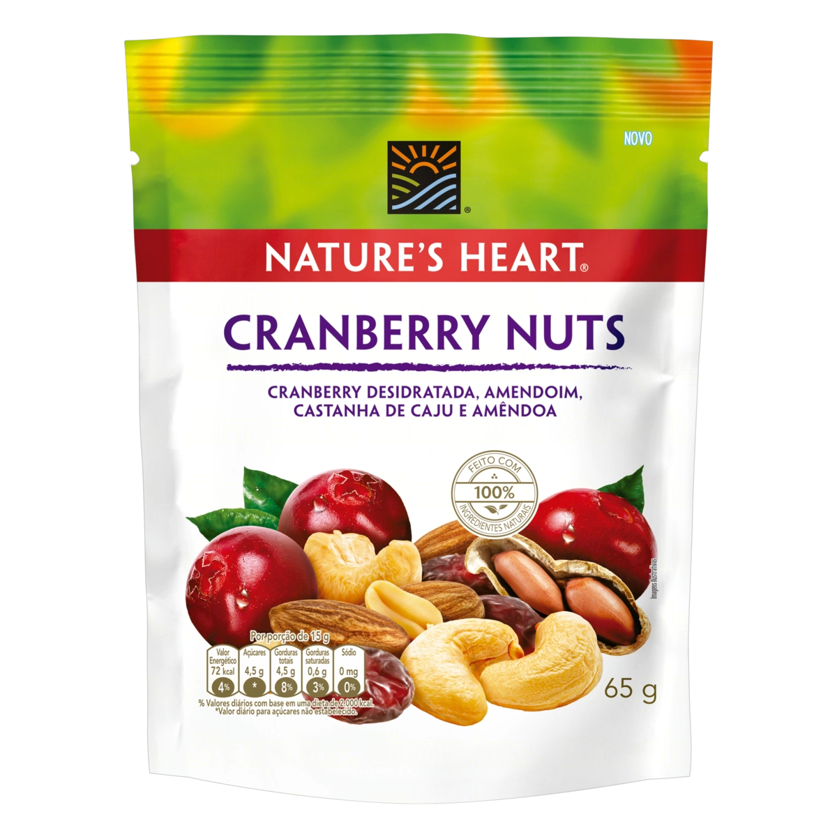 Mix De Frutas E Sementes Cranberry Nuts Natures Heart Pouch 65g