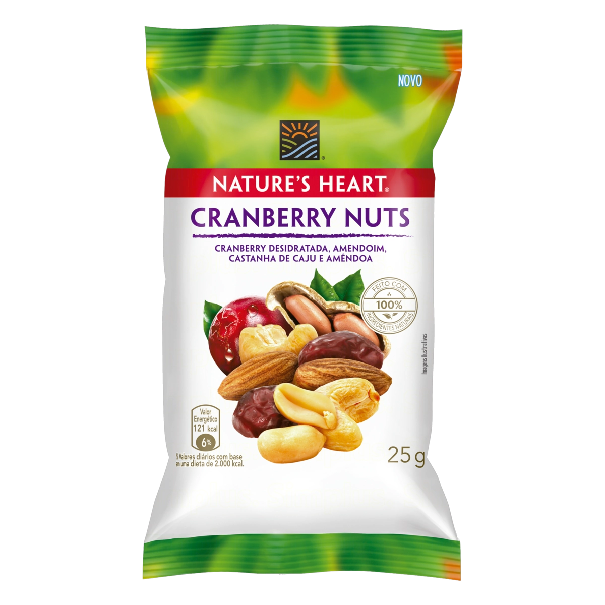 Mix De Frutas E Sementes Cranberry Nuts Natures Heart Pacote 25g