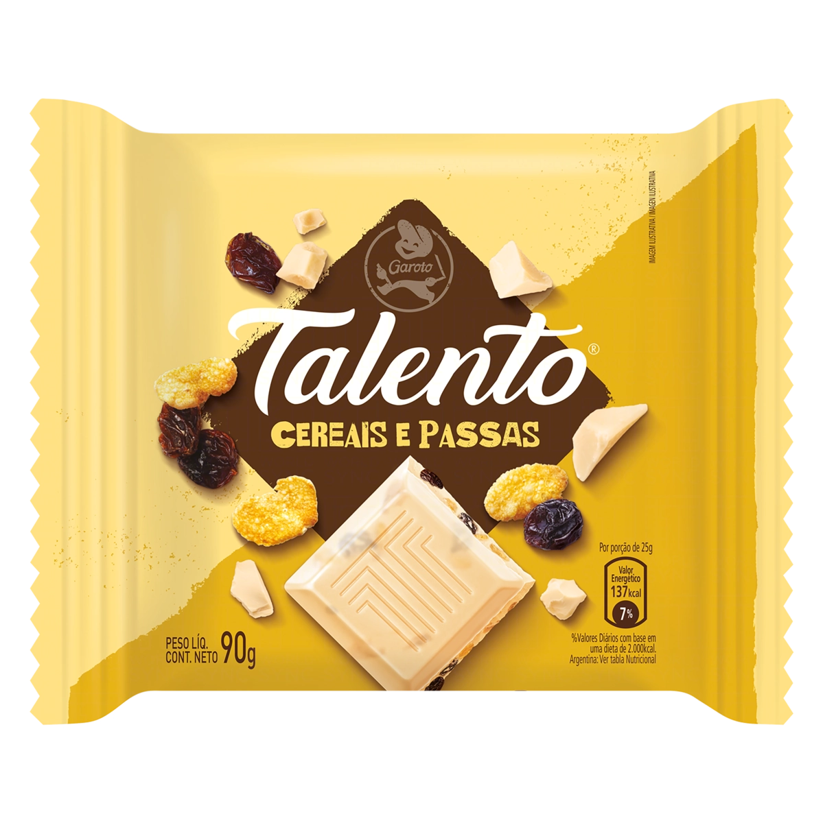 Chocolate Branco Com Cereais E Passas Garoto Talento Pacote 85g