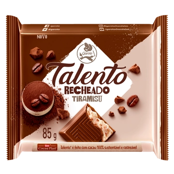Chocolate Ao Leite Recheio Tiramisu Garoto Talento Pacote 85g