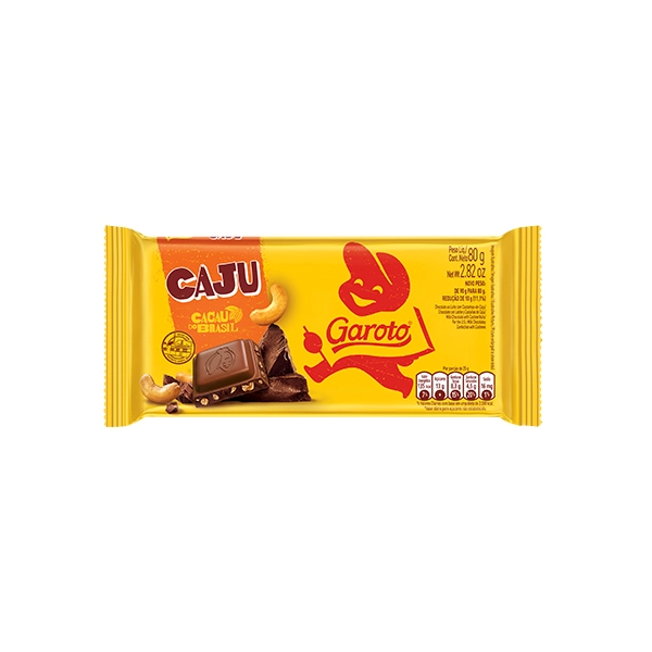 Chocolate Ao Leite Com Castanha De Caju Garoto Pacote 80g