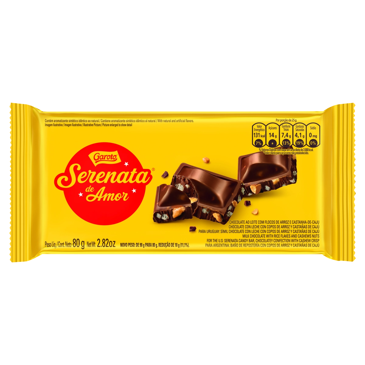 Chocolate Ao Leite Serenata De Amor Garoto Pacote 80g