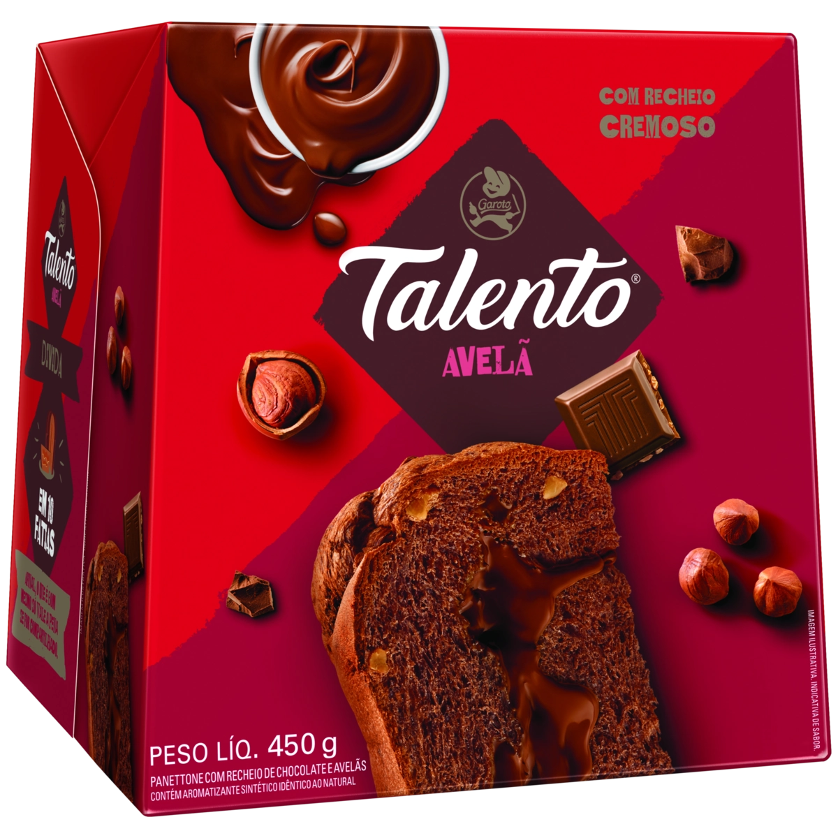 Panettone Recheio Chocolate Talento Avelã Nestlé Caixa 450g