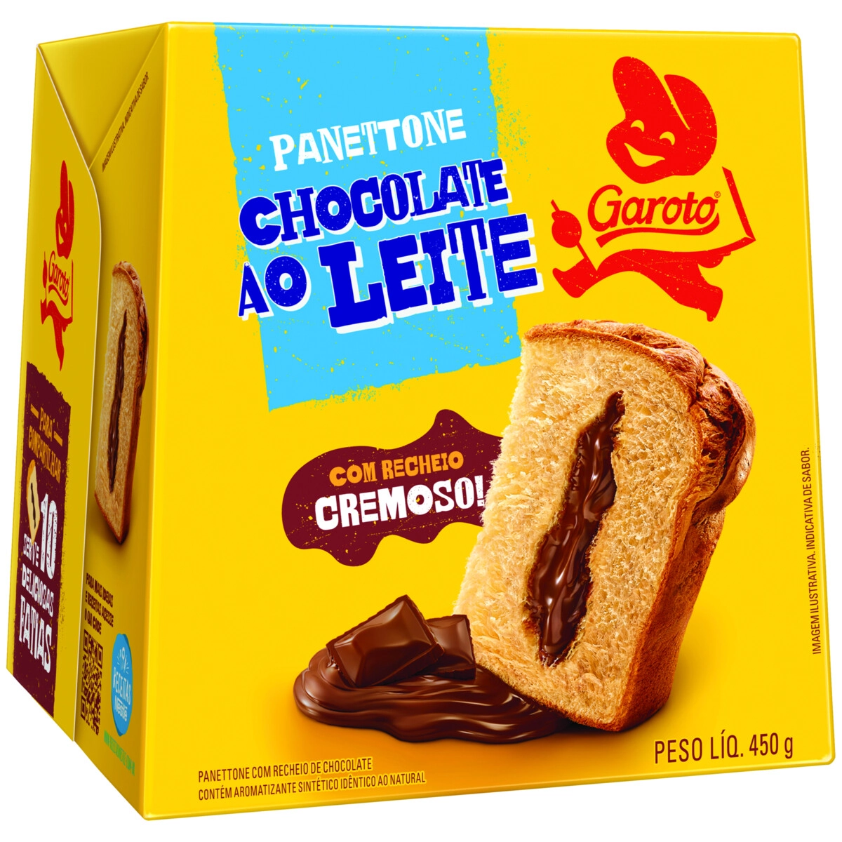 Panettone Recheio Chocolate Ao Leite Garoto Caixa 450g