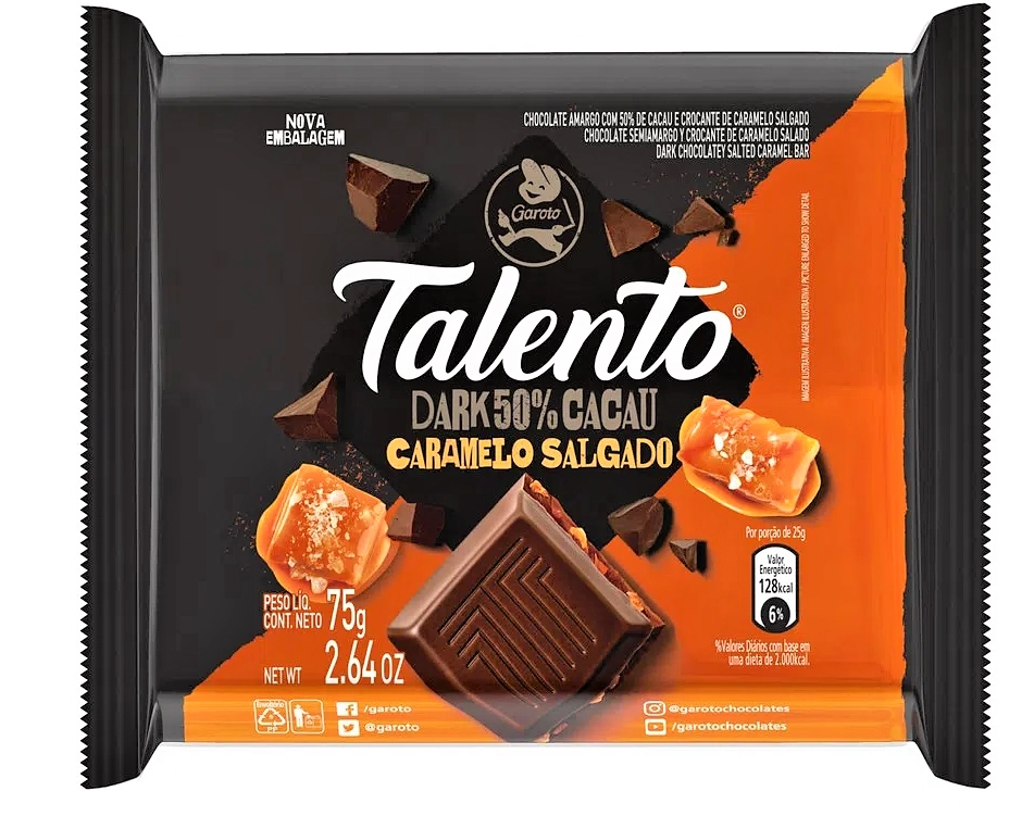 Choc Talento Dark Caramel Salg 75g