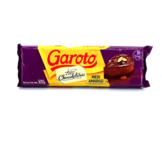 Chocolate Meio Amargo Garoto Chocolateria Pacote 500g