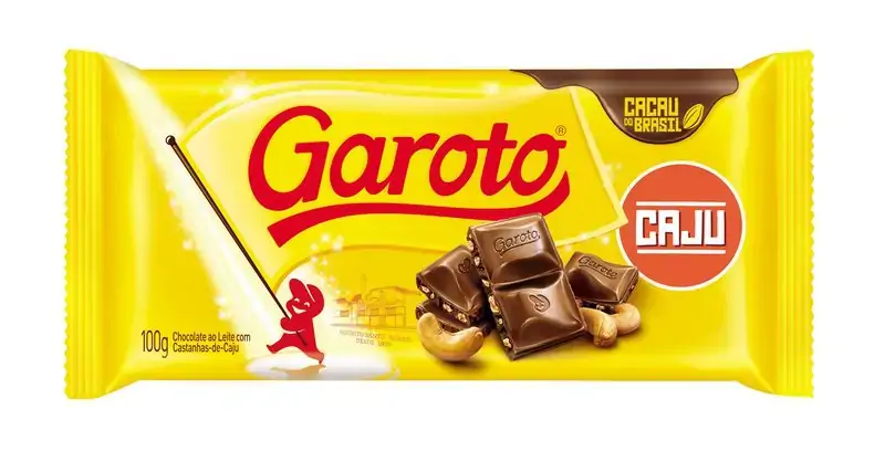 Chocolate Ao Leite Com Castanha De Caju Garoto Pacote 90g