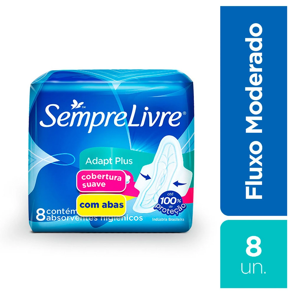 Absorvente Com Abas Suave Sempre Livre Adapt Plus Pacote 8 Unidades
