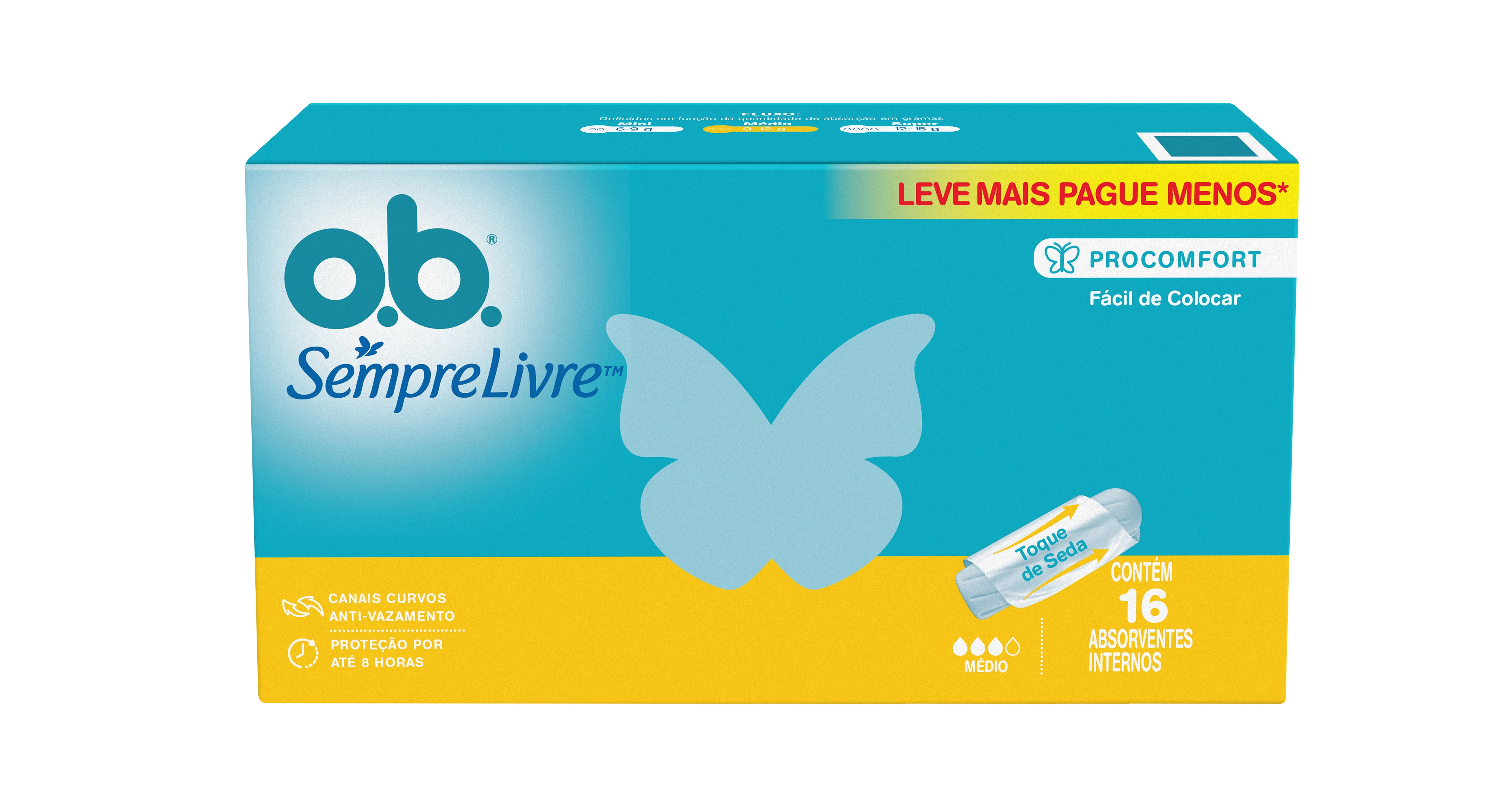 Absorvente Interno O.b. Sempre Livre Procomfort Médio Caixa 16 Unidades Leve Mais Pague Menos