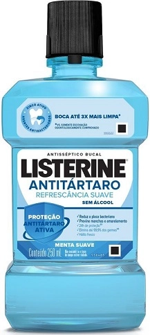 Enxaguante Bucal Antisséptico Zero álcool Menta Suave Listerine Tartar Control Frasco 250ml