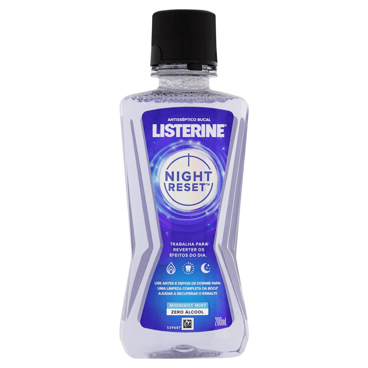 Enxaguante Bucal Antisséptico Zero álcool Midnight Mint Listerine Night Reset Frasco 200ml