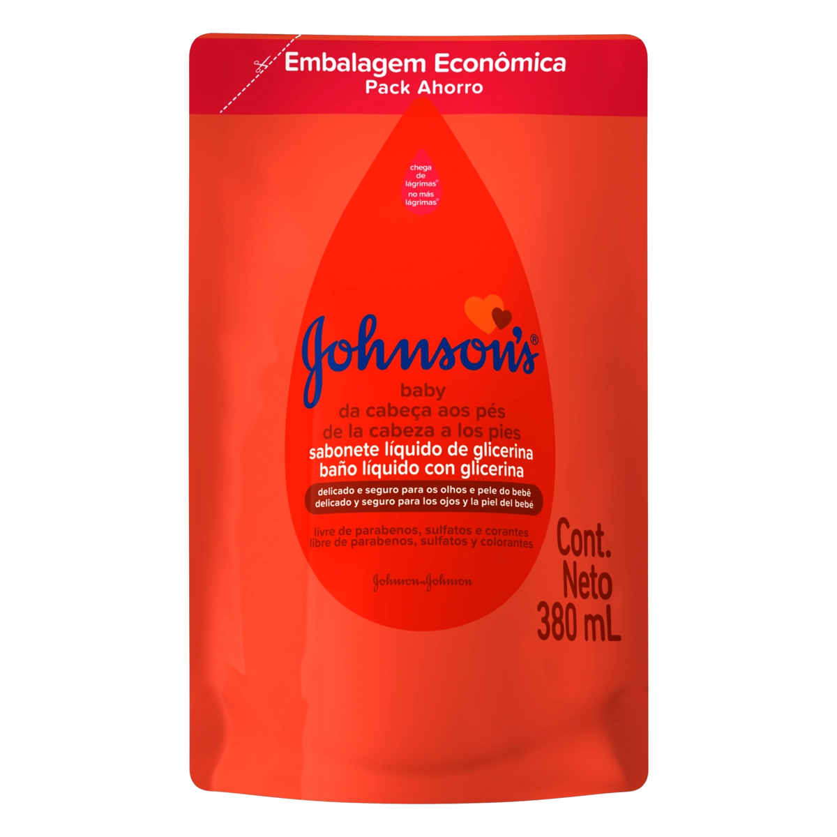 Sabonete Líquido De Glicerina Da Cabeça Aos Pés Johnsons Baby Sachê 380ml Embalagem Econômica