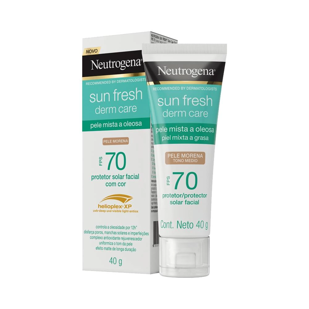 Protetor Solar Facial Pele Morena Fps 70 Neutrogena Sun Fresh Derm Care Bisnaga 40g