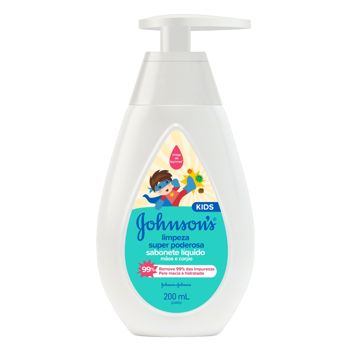 Sabonete Líquido Limpeza Super Poderosa Mãos E Corpo Johnsons Kids Frasco 200ml