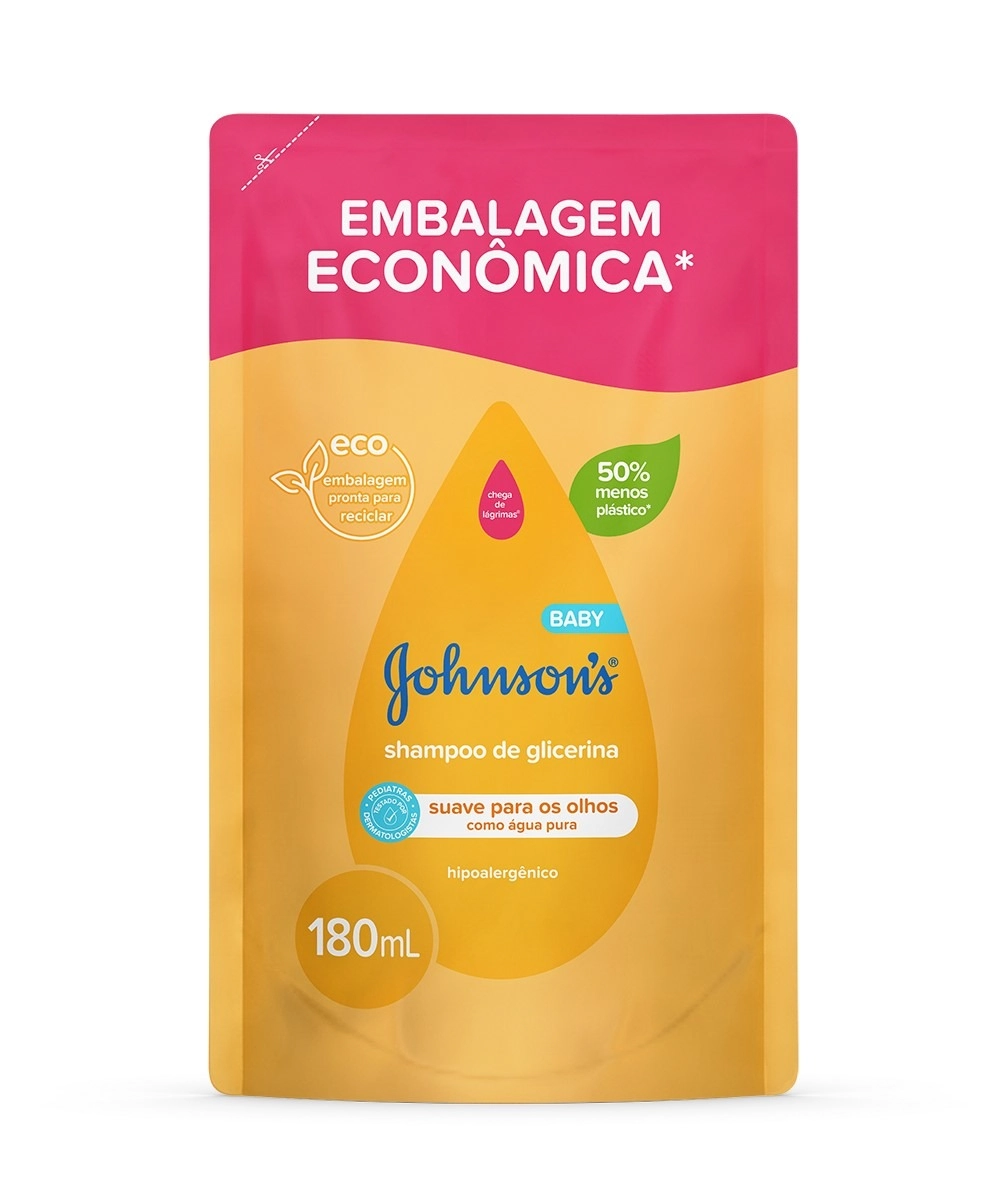 Shampoo De Glicerina Johnsons Baby Sachê 180ml Embalagem Econômica