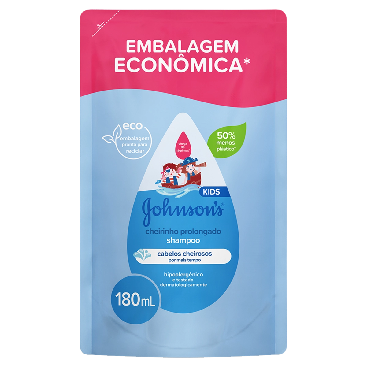 Shampoo Johnsons Kids Cheirinho Prolongado Sachê 180ml Embalagem Econômica