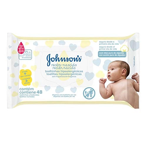 Toalha Umedecida Recém Nascido Sem Perfume Johnsons Pacote 48 Unidades