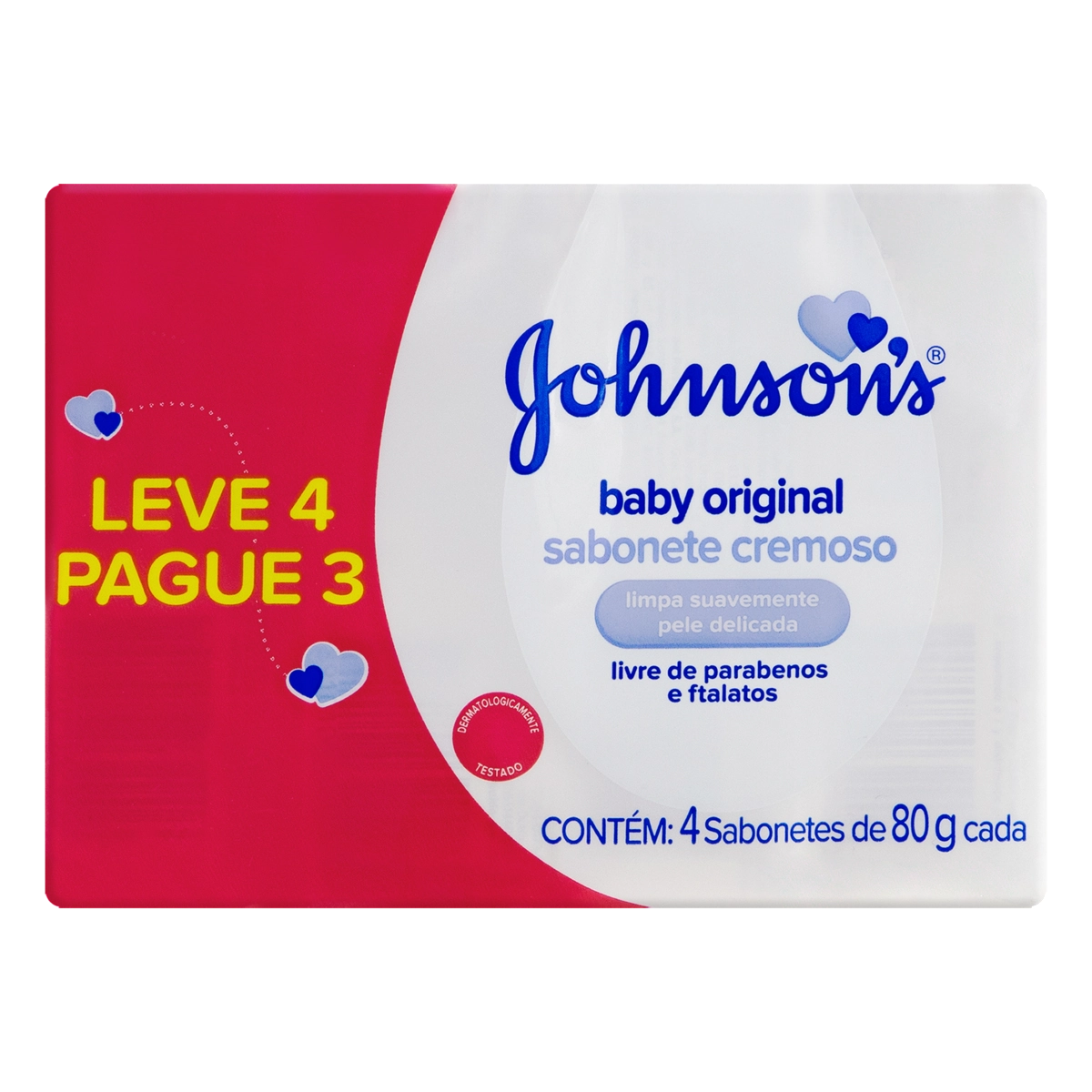 Pack Sabonete Barra Original Johnsons Baby Caixa 80g Cada Leve 4 Pague 3 Unidades