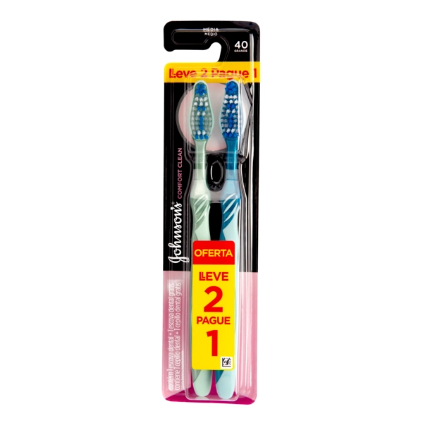 Escova Dental Média Johnsons Comfort Clean 40 Grande Leve 2 Pague 1 Unidade