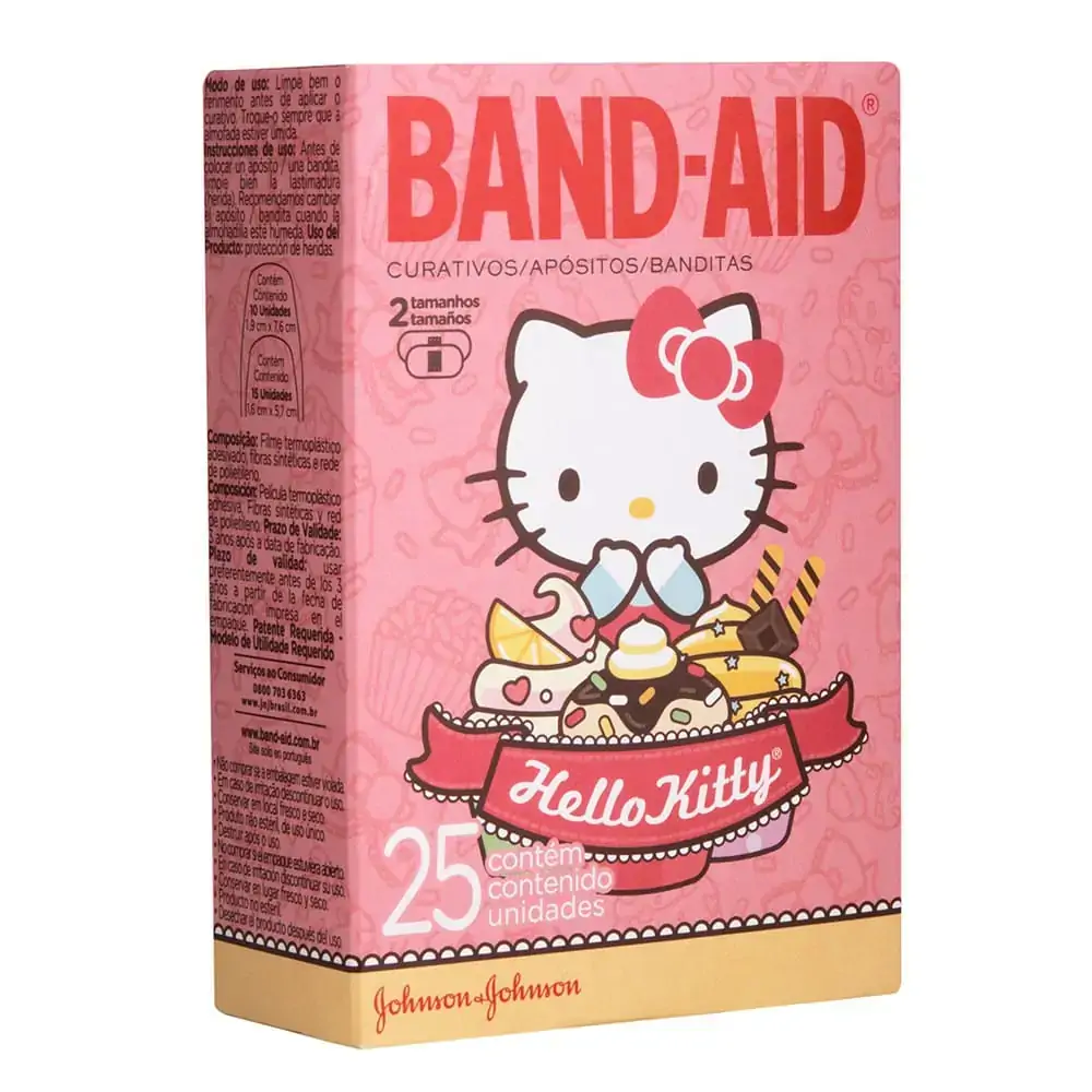 Curativo Hello Kitty Band Aid Caixa 25 Unidades