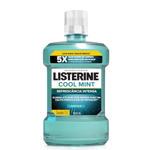 Enxaguante Bucal Antisséptico Hortelã Listerine Cool Mint Frasco Leve 1500ml Pague 750ml
