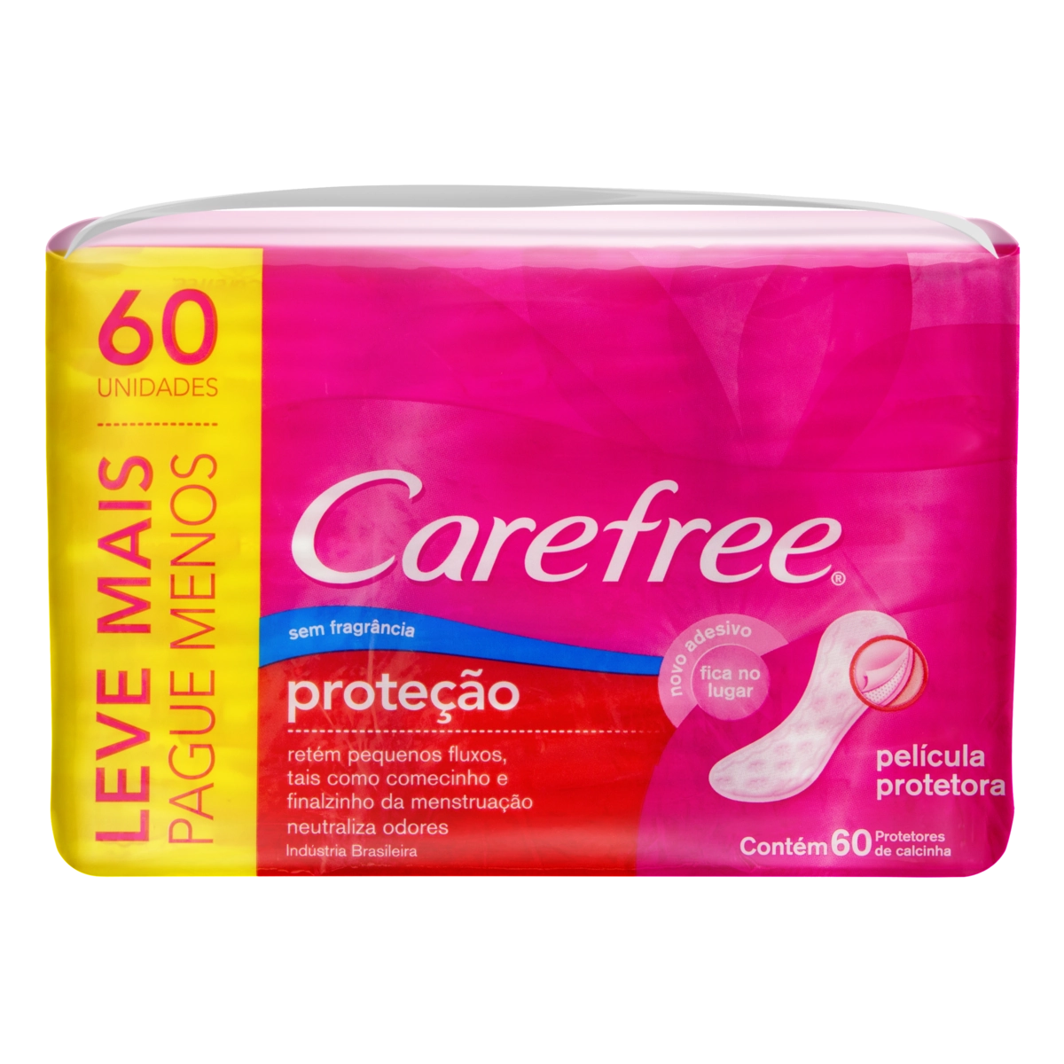 Protetor Diário Sem Abas Carefree Proteção Pacote 60 Unidades Leve Mais Pague Menos
