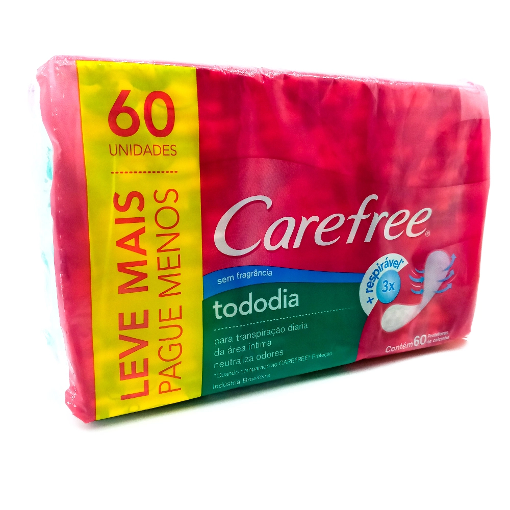 Protetor Diário Sem Abas Carefree Tododia Pacote 60 Unidades Leve Mais Pague Menos