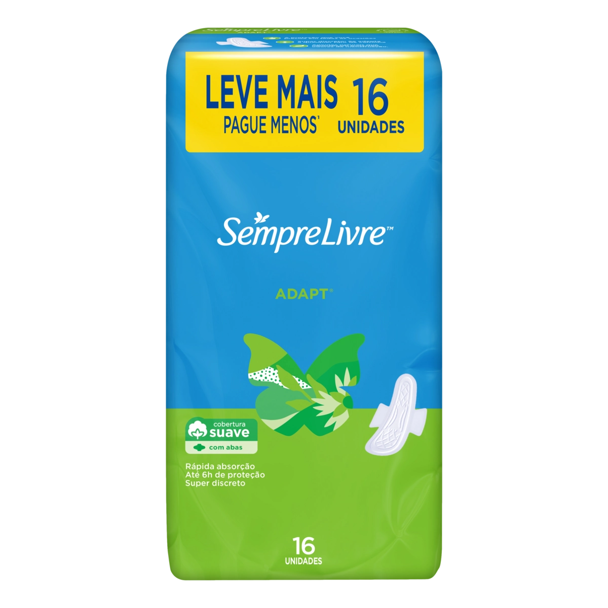 Absorvente Com Abas Suave Sempre Livre Adapt Pacote 16 Unidades Leve Mais Pague Menos