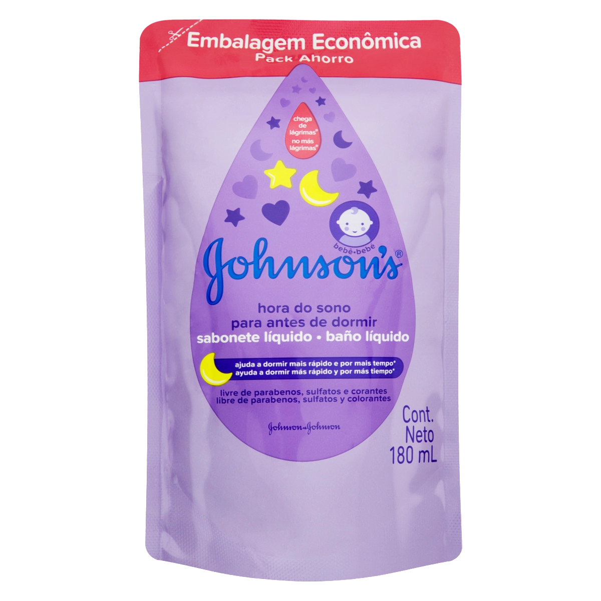 Sabonete Bebê Líquido Johnsons Hora Do Sono Sachê 180ml Refil Embalagem Econômica