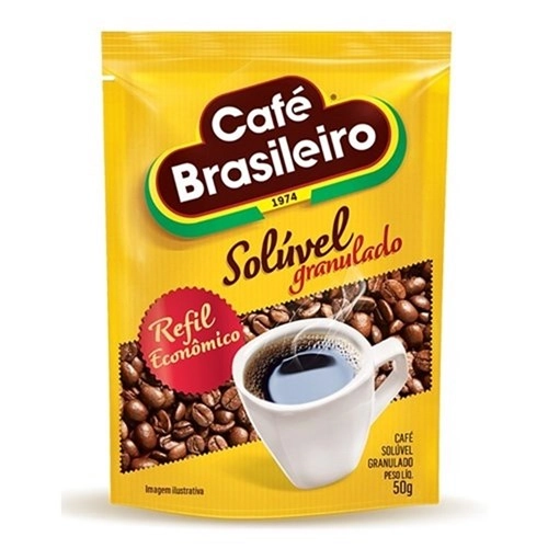Café Solúvel Granulado Café Brasileiro Sachê 50g Refil Econômico