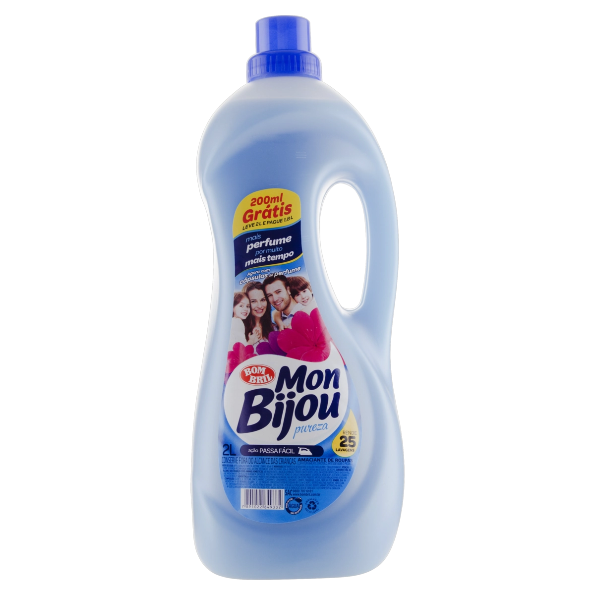Amaciante De Roupa Diluído Pureza Mon Bijou Frasco Leve 2l Pague 1,8l